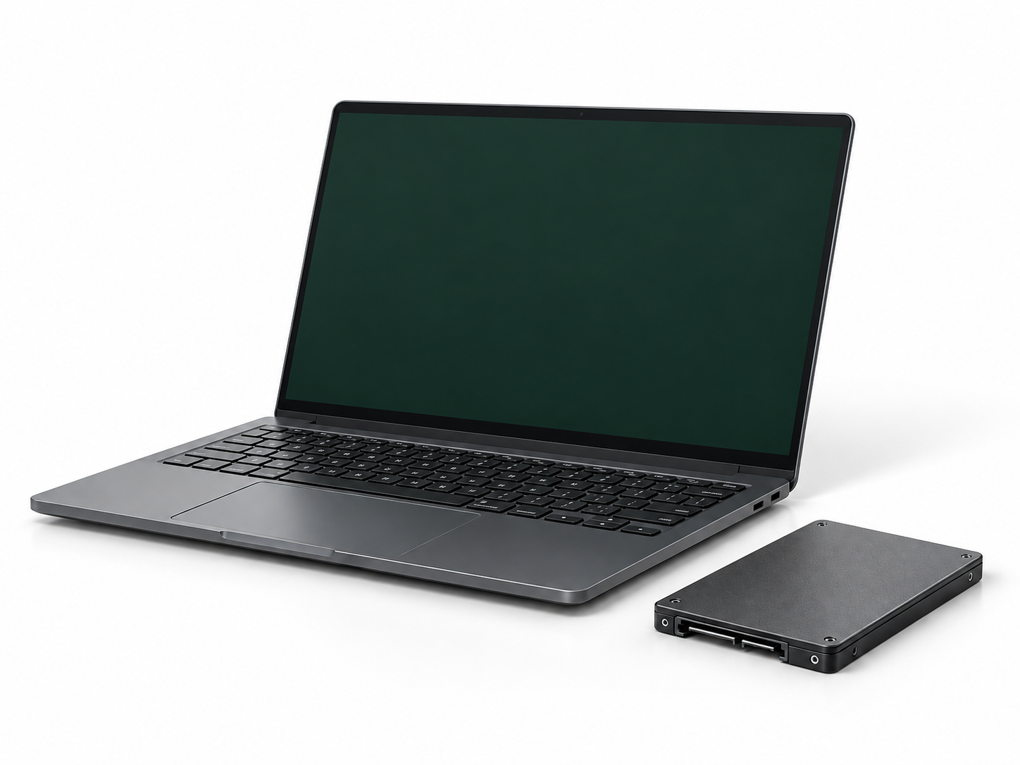 ノートパソコンとSSDの機器イメージ